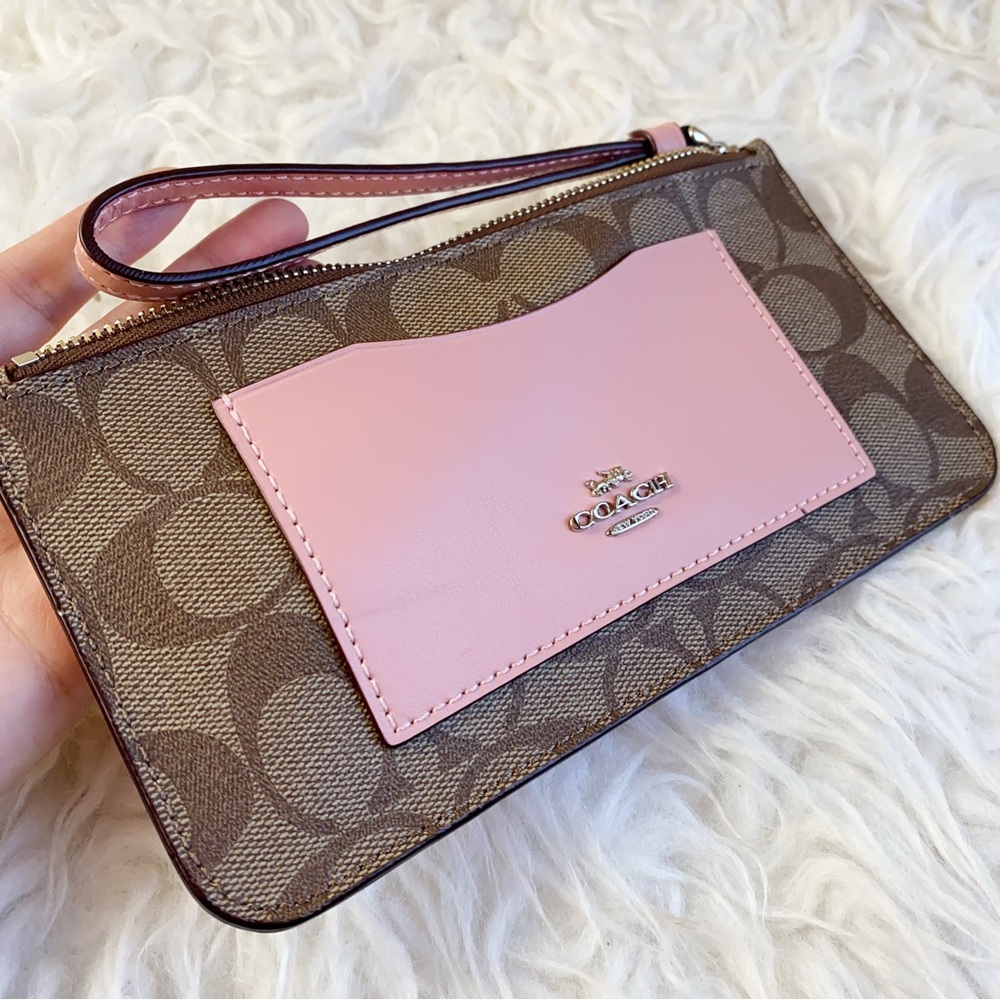 Coach Zip Top Wallet In Signature Canvas - Picture 3 of 6